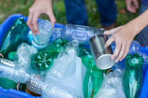 Workers managing waste segregation during a rubbish removal project